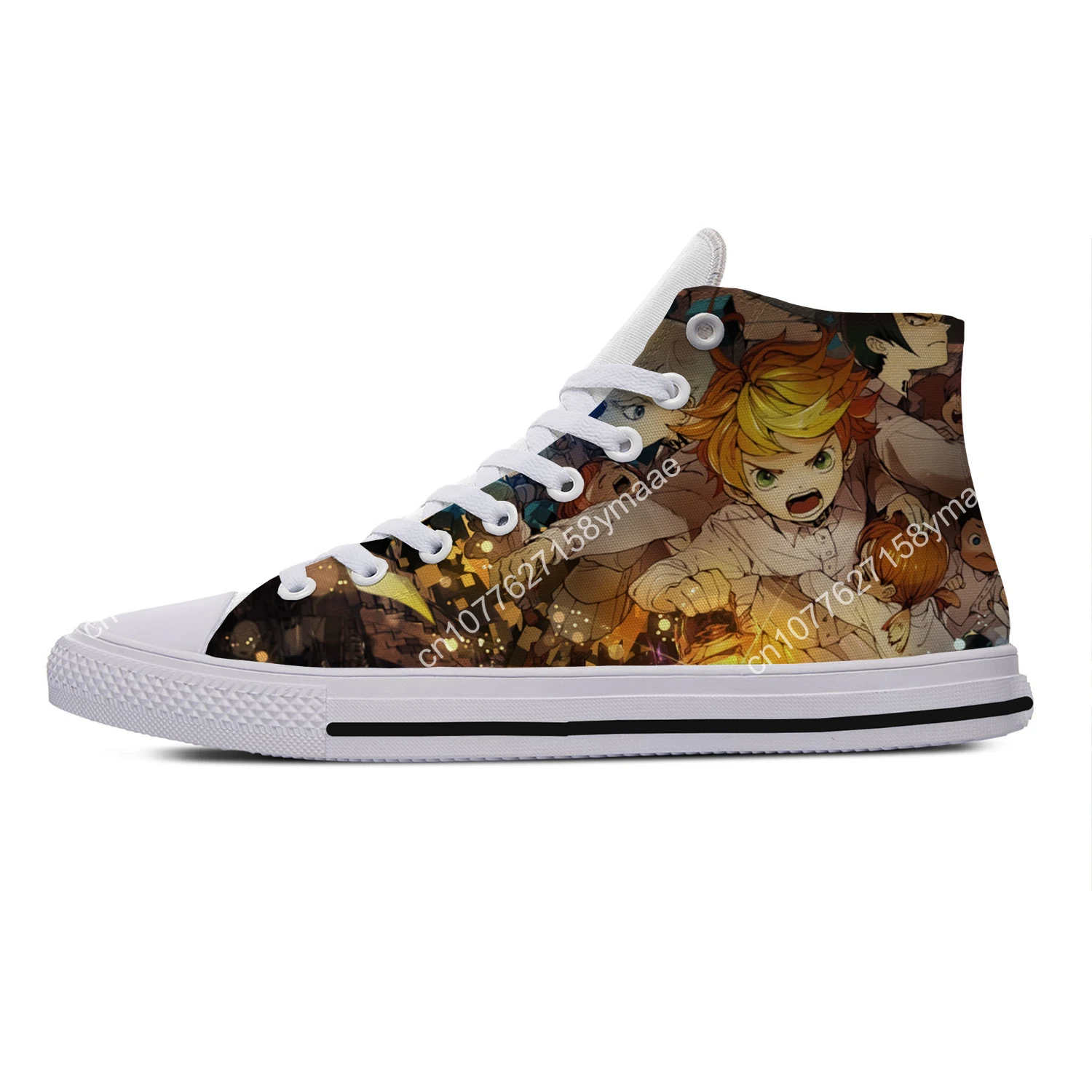 Hot Cool The Promised Neverland Anime Cartoon Novelty Design High Top Classic Board Shoes Canvas Shoes Men Women Casual Sneakers