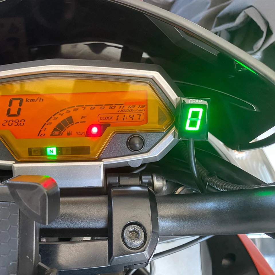 Indicateur De Rapport Engagé Moto Numérique - Compatible Kawasaki Z1000 / Z750 (2003-2006) - Affichage LED Rouge Clair