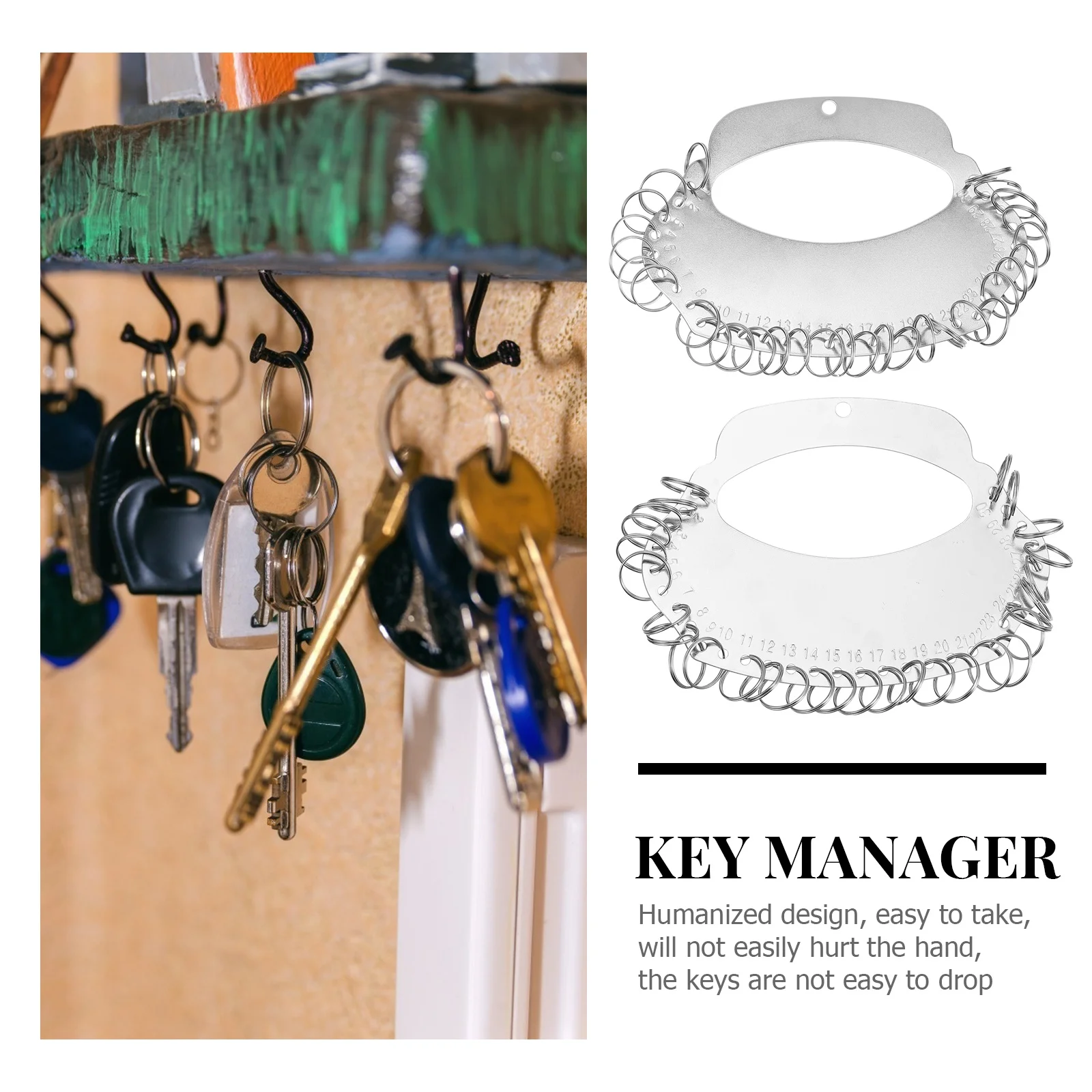 

2pcs Holders Stainless Steel Organizer Porous Design For Home Warehouse Office Use Key Tray Key Ring Disk Appliance