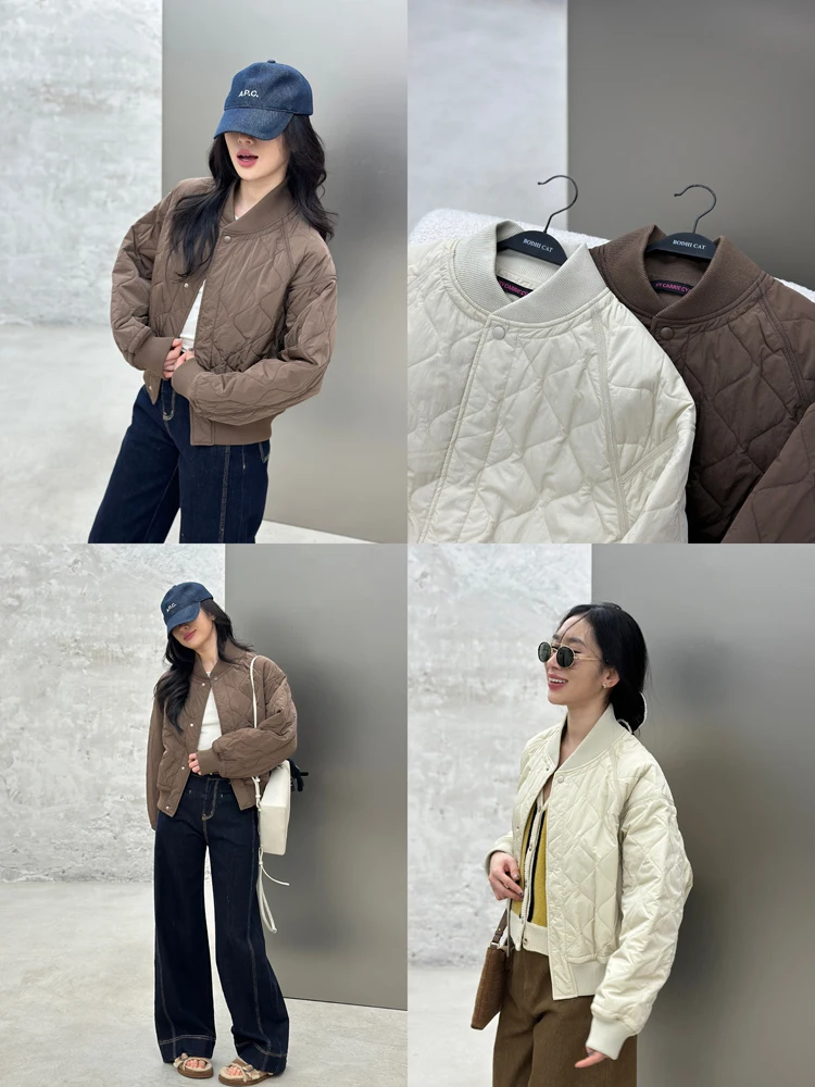 

Bodhl Thiened Warm Cotton Jaet Women's Street Sle Long Sve Coat with Double kets Stand Collar Casual Outerwear