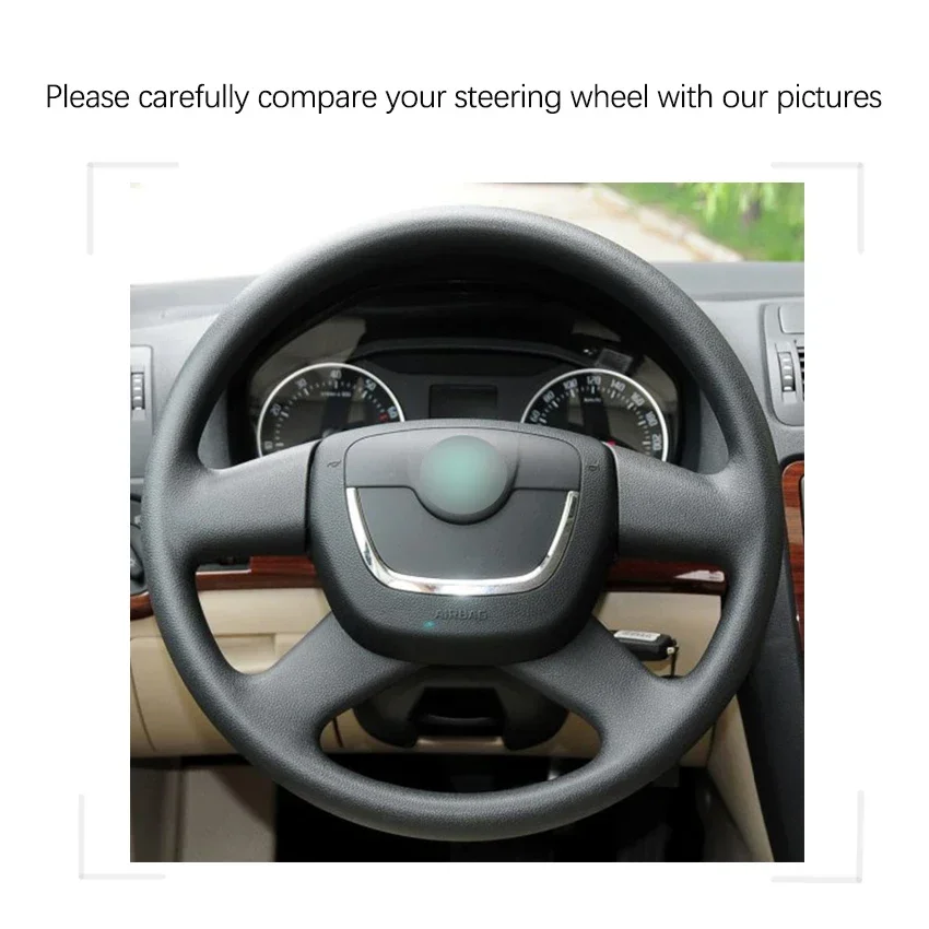 Black Artificial Leather Soft Car Steering Wheel Cover for Skoda Octavia Yeti Superb 2008-2013 Citigo Roomster Fabia 2009-2012