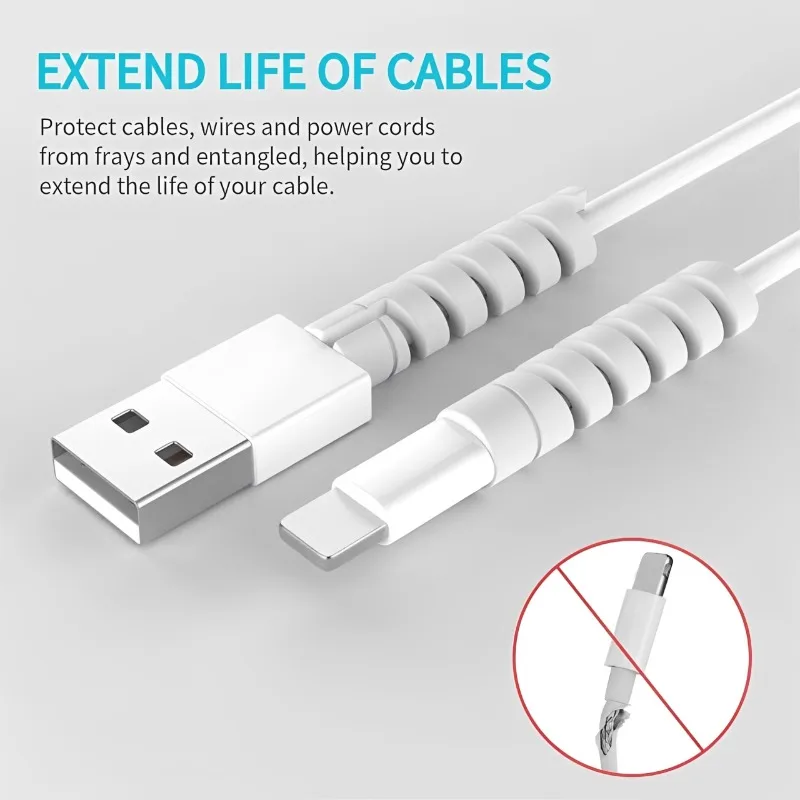 1-5Pcs Spiral Cable Protector Universal Silicone Data Spiral Winder Wire Cord Cable Organizer for IPhone Charge Cable Protector
