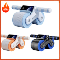 Home two-wheel design automatic rebound non-slip abdominal wheel exerciser abdominal trainer