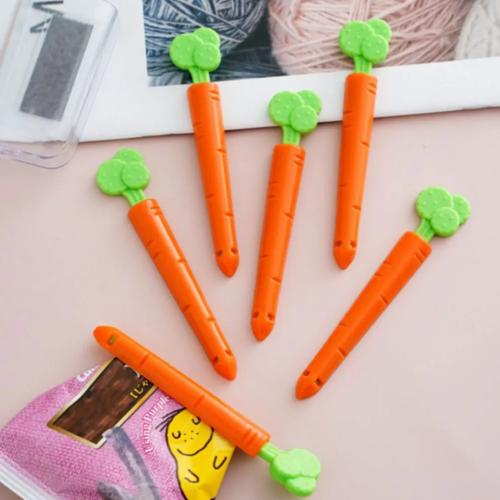 

20pcs Carrot Shape Snack Bag Chip Sealing Clips Food Storage Sealing Clamps Plastic Bag Sealers Cartoon Clips For Chip Snack