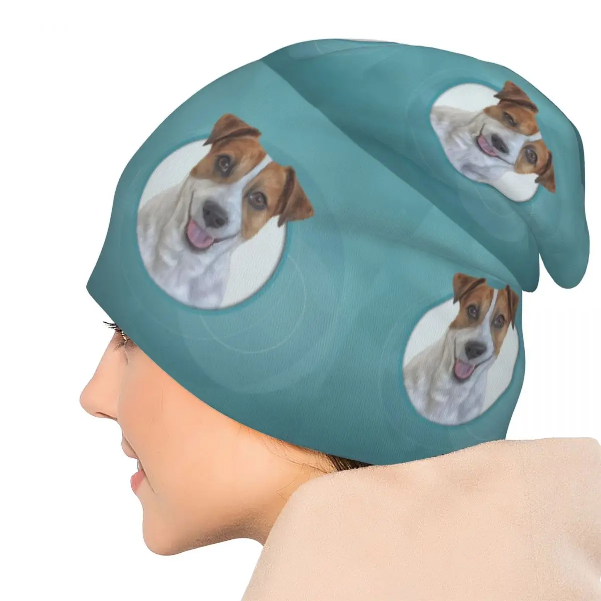 الكلب جاك راسل جحر الرسم ، التوضيح مضحك الكلب Skullies قبعة صغيرة في الهواء الطلق قبعة محبوك بونيه قبعات للرجال والنساء