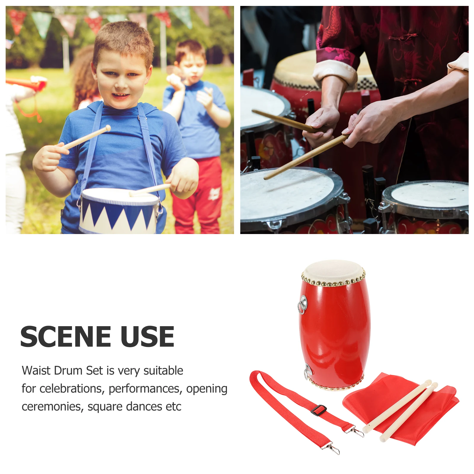 

Waist Drum Percussion Instrument Simple Instruments Adults Hand for Pvc Chinese