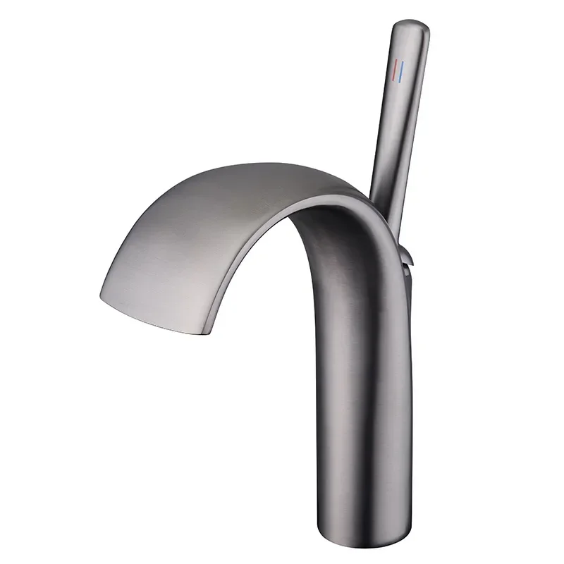 Keran wastafel kamar mandi tembaga murni kreatif untuk air panas dan dingin, keran air terjun untuk wastafel kabinet MT2526