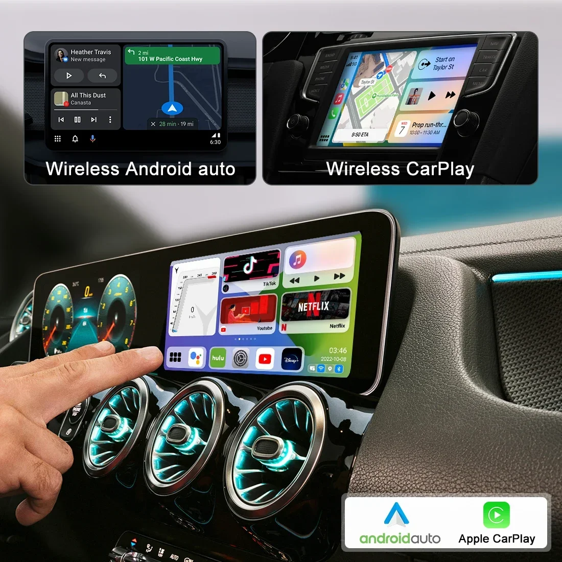 Nuevo MMB MAX 3,0 Android 10,0 OS 8GB + 128GB carplay ai box interfaz HD adaptador inalámbrico CarPlay Android Auto Netflix y YouTube