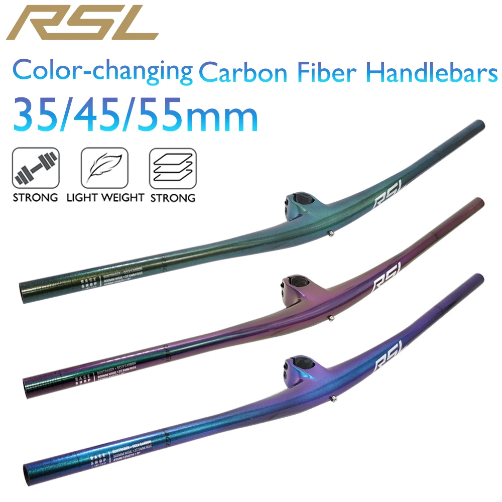RSL OEM индивидуальный руль для горного велосипеда из углеродного волокна, меняющий цвет, 28,6 мм, подъем 27,5 мм, длина стержня 35/45/55 мм