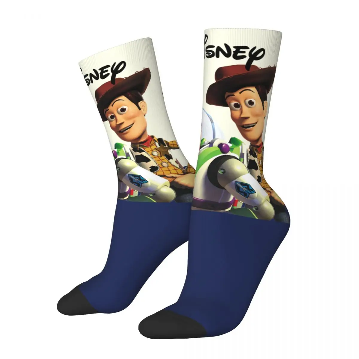 Crazy compression Disney Wordmark Sock for Men Vintage Disney Toy Story Buzz Lightyear Seamless Pattern Crew Sock Novelty