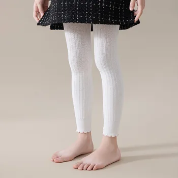 Girls' Ribbed Ruffle Leggings | Stretch Cotton Pants for Ages 0-12 6 Spring Autumn Baby Girls Stretch Tight Leggings Cotton Solid Ruffle Ribbed Toddler Kid Pants For 0 to 12 Years 6