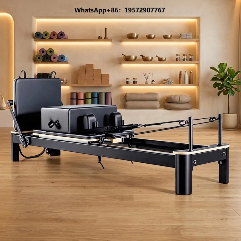 Premium Black Aluminum Portable Adjustable Durable Pilates Reformer Bed Pilates Studios Commercial Use 200kg Capacity Box