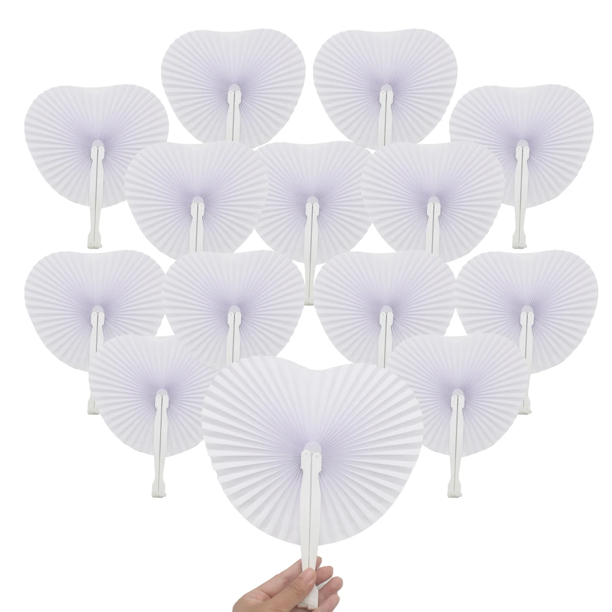 40/80/120Pcs Bruiloft Papier Waaier Hartvormig Diy Schilderij Wit Opvouwbare Fans Blanco Fans Gastgeschenken Voor Feest Verjaardagsdecoratie