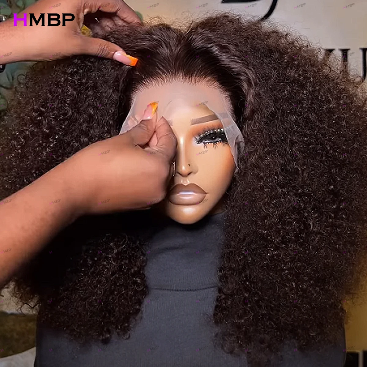 

Afro Kinky Curly 450 Density Color Wigs 13x6/360 HD Glueless Lace Frontal Wig Human Hair Ready To Go Preplucked For Woman HMBP