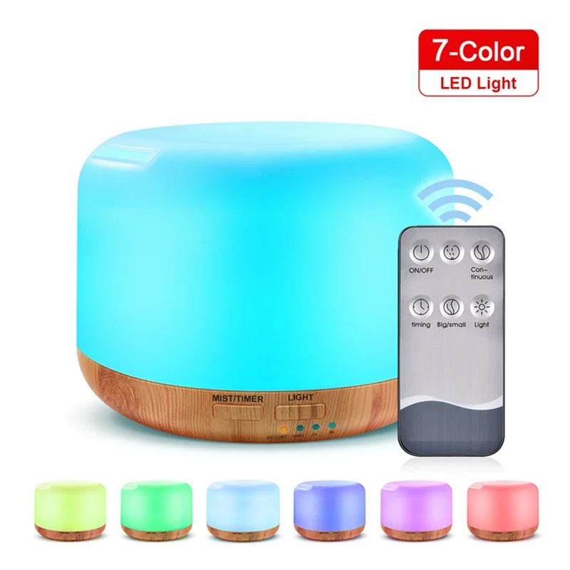 500ML Ultrasonic Air Humidifier Light Essential Oil Diffuser Home Purifier Anion Mist Maker with LED Lamp US Plug