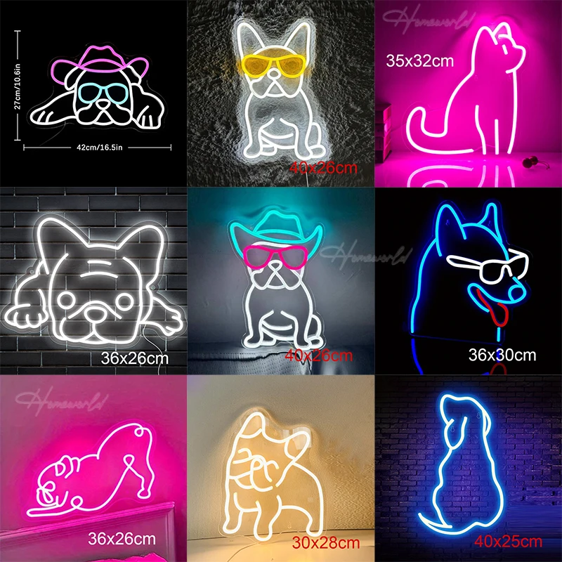 Dog LED Neon Sign Animal Shape Puppy Labrador Neon Decoration Lamp USB plug Pet Shop Room Wall Hanging Playroom Creative Gift