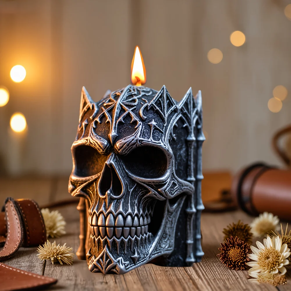 Heiliges Fest Schädel-Kerzenform aus Silikon Böser Geist Schädel Harz Gips Ton Beton Gießform Halloween Geschenk Bastelformen