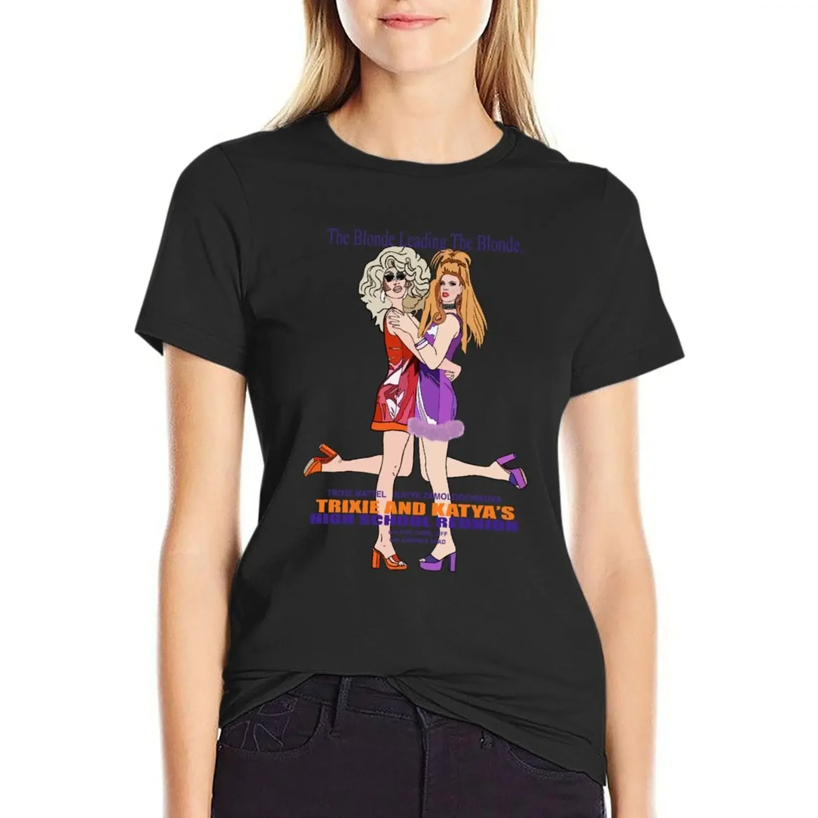 

Trixie and katya poster T-Shirt cute tops plus size tops heavyweights fashion woman blouse 2025