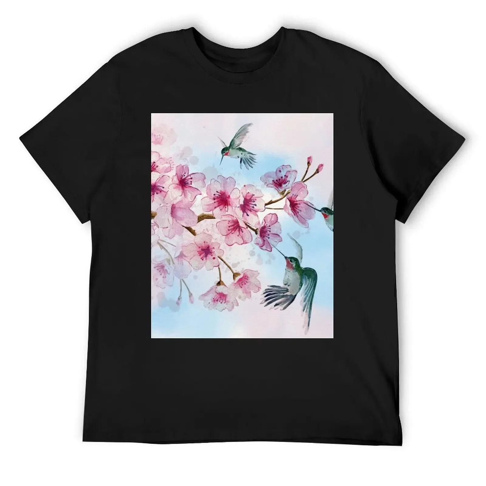 Cherry Blossom and Hummingbirds T-Shirt graphic t shirts quick drying cute clothes mens plain t shirts