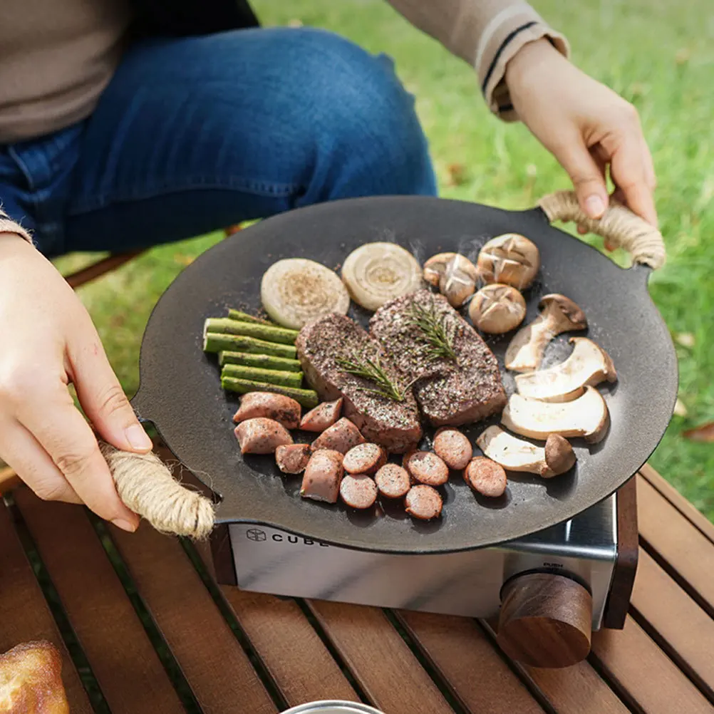 

Korean Grill Pan Nonstick Iron Barbecue Grilling Tray for Outdoor Camping Bbq Meat Vegetable Cooking Household Steak Plate
