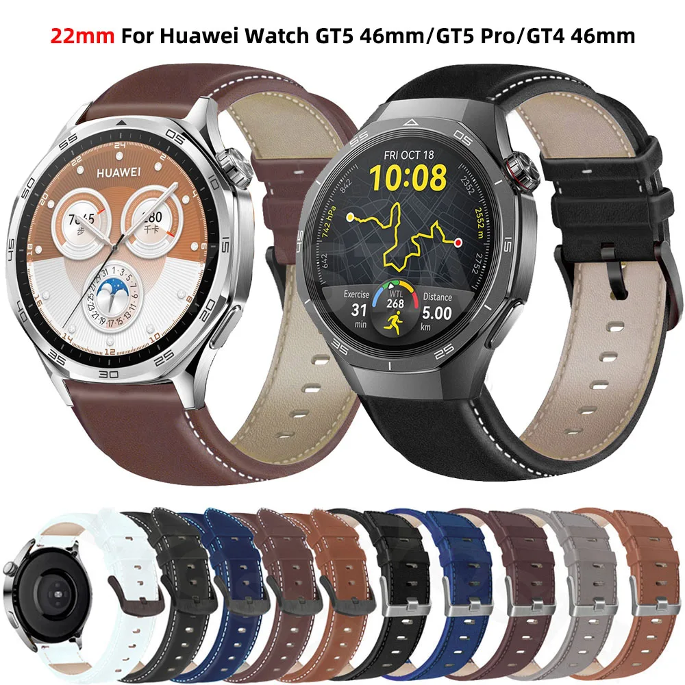 22mm Smartwatch Belt Band For Huawei Watch GT4 46mm/GT 5 GT5 GT 3 Pro 46mm GT 2Pro Bracelet Leather Strap Watchband Replacement