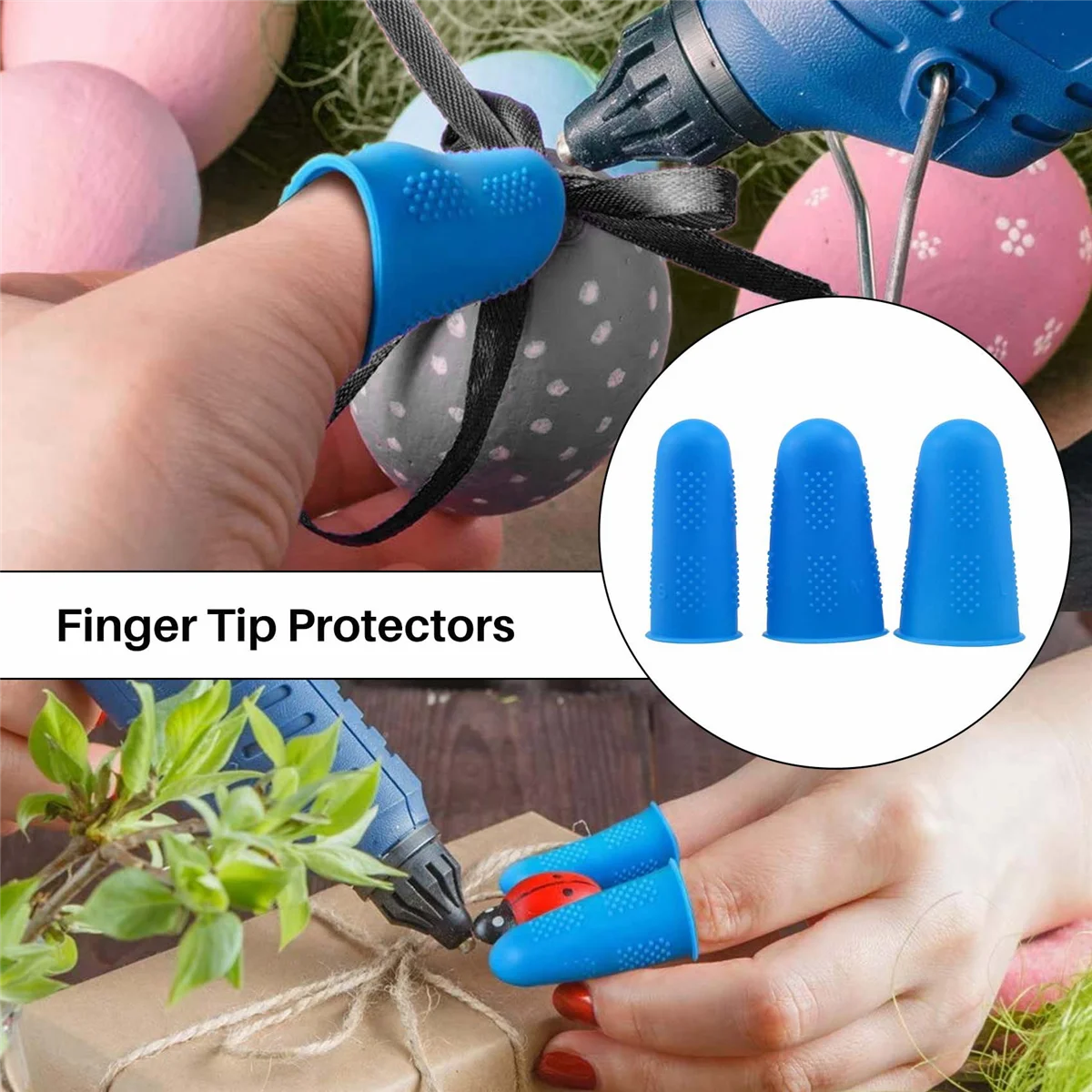 12 Pezzi Culle per Dita Coperture di Protezione per Dita in Silicone Cappucci Protezioni per la Punta delle Dita Maniche per Dita Resistenti al Calore 3 Dimensioni