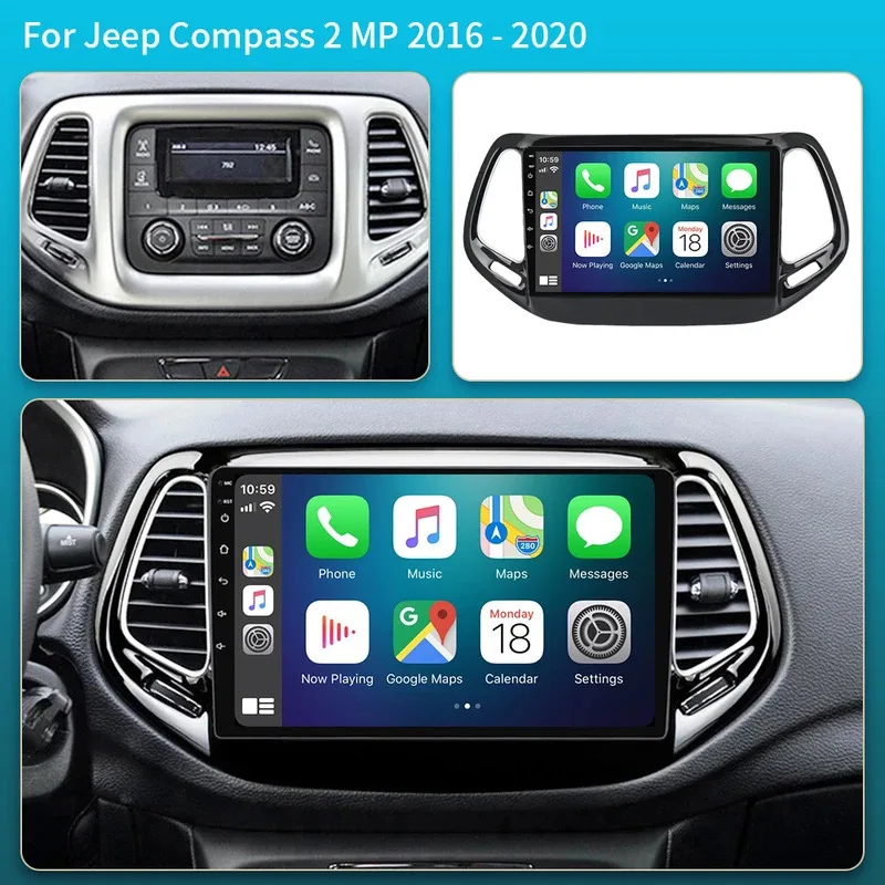 Android 16 para Jeep Compass 2 MP 2016 2017 2018-2020, Navegación Multimedia GPS, Reproductor de Radio para Auto, Estéreo para Auto, Pantalla de Radio con Carplay