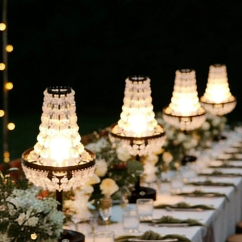 

Набор из 4 беспроводных светильников-подставок для свадебного декора прохода, элегантные золотые люстры-подставки для центральных элементов стола, для свадебных принадлежностей