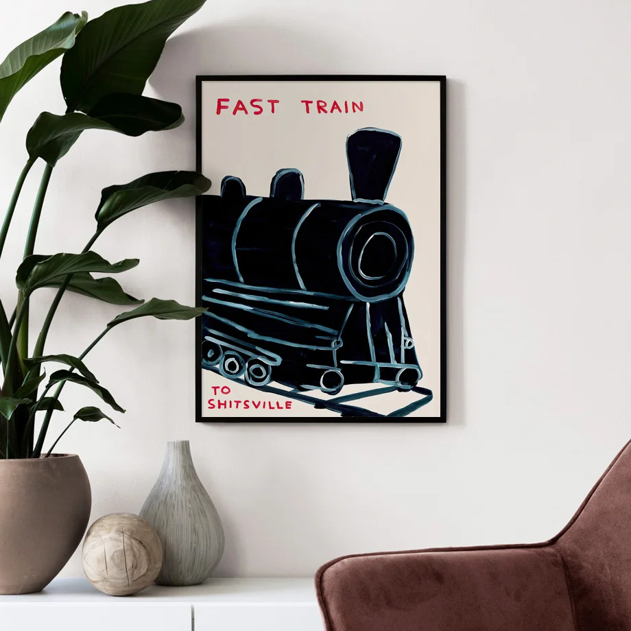 David Shrigley Rabbit Cat Wine Biscuit Train Wall Art Prints Canvas Painting Nordic Poster Wall Pictures For Living Room Decor