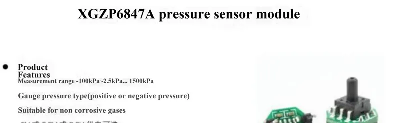 XGZP6847A Gasdruck-Elektronisches Blutdruckmessgerät Sensor-Sendermodul Barometer 0-40kPa Schlauch – Detail 3