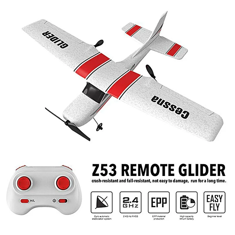 

Z53 RC Glider 2.4G 2CH Cessna 182 Fixed Wing Aircraft EPP Foam Hand Throw Flying Airplane Outdoor RC Toys Gift