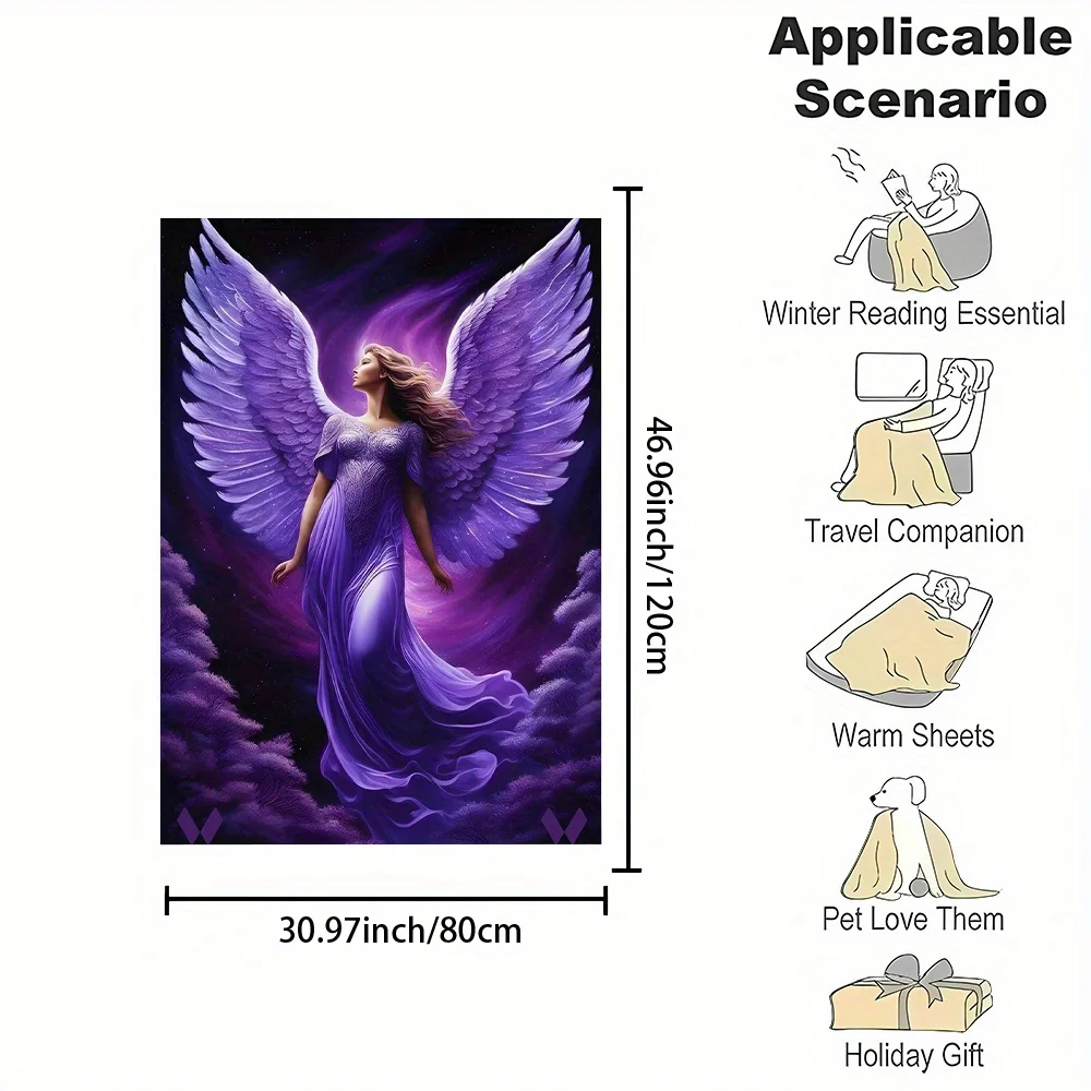 Ultimate Dreamy Angel Goddess Purple Throw Blanket Fleece Microfiber Cozy Mystical Witchy Decor Gift for Home Bedroom Couch