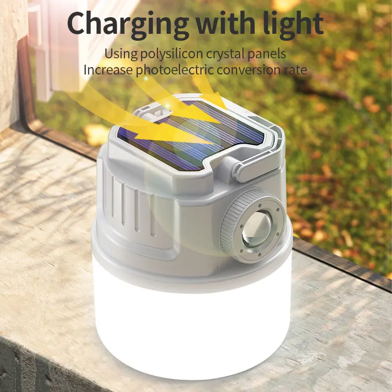 

Solar Camping Light Portable Flashlight Waterproof Outdoor LED Light Emergency Light USB Charging For Hiking Camping Equipment