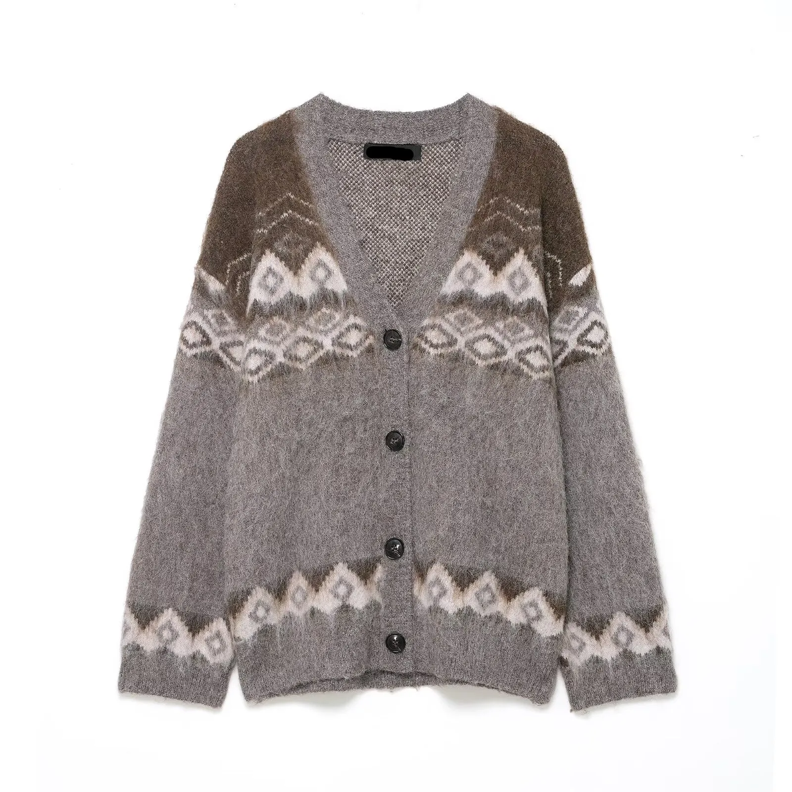 패셔너블한 니트 컬러 페이드 효과 자수 여성 아우터웨어 민족 스타일 오픈 카디건 스웨터 부드러운 브이넥 롱...