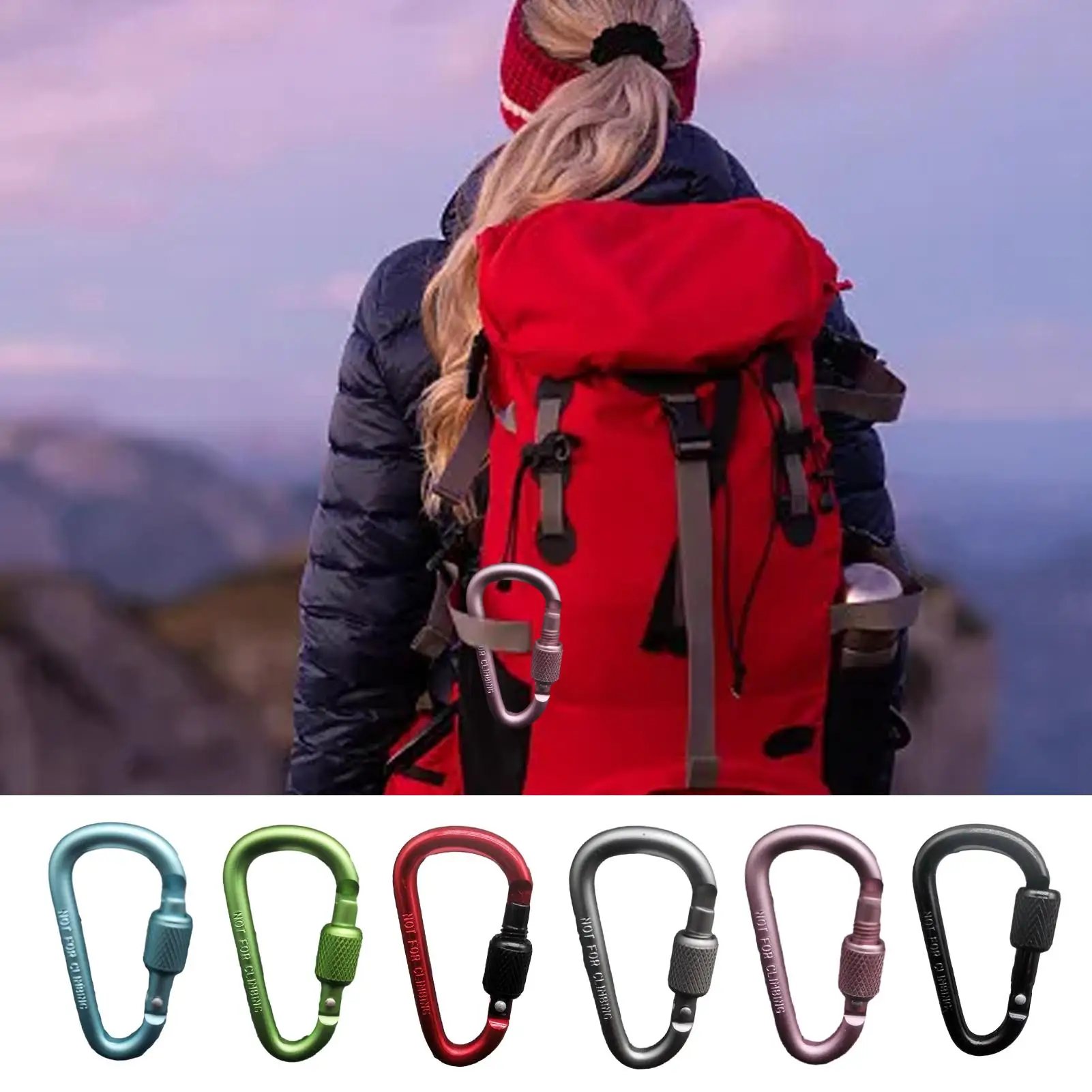

Outdoor Aluminum D Shape Locking Carabiner Keychain Backpack Clip Rope Hook for Camping Hiking Gear Accessories
