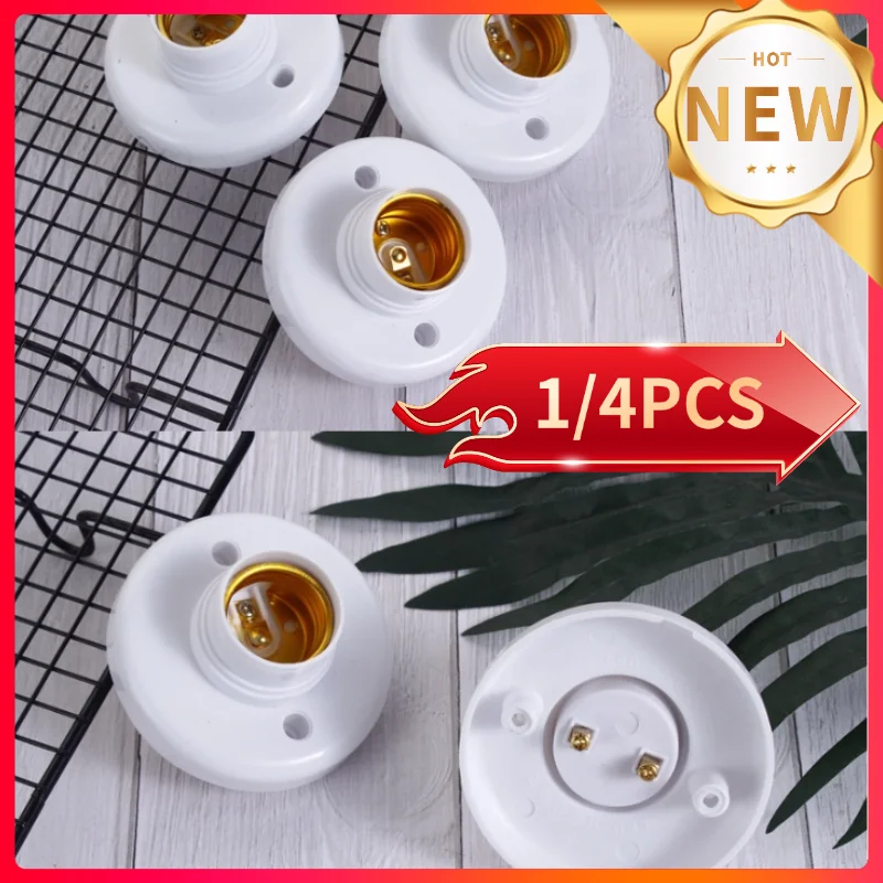 1/4PCS 220V E27 Screw Lamp Stand Light Bulb Socket Holder Adapter Base Cap Socket White Ceiling Light Lamp Bulb Fixing Base