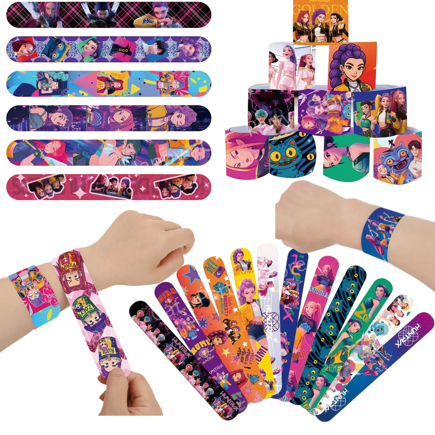 Kpop Demon Hunters Slap Bracelets Birthday Gifts PVC Wristband Kpop Demon Hunters Cosplay Bracelet  kpop hunter DIY Party Favors