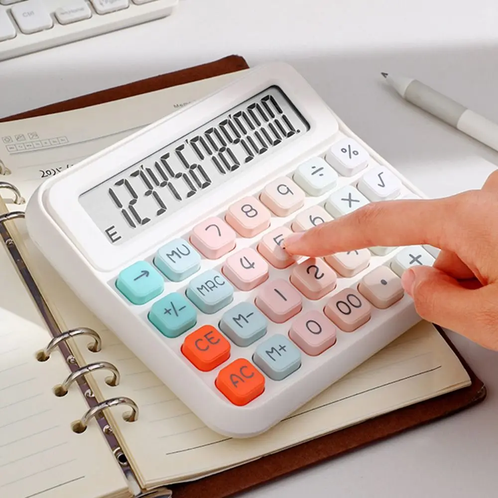Cute 12 Digits Calculator Candy Color Easy To Use Finance Calculator Battery Operated Practical Student Calculator
