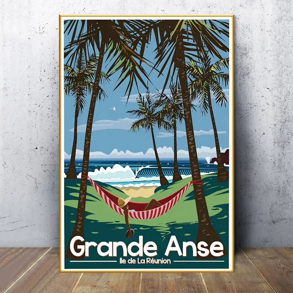 الفرنسية جزيرة ريونيون عطلة خمر السفر المشارك خمر الكلاسيكية الفن طباعة غرفة المعيشة ديكور المنزل ملصق فني الهدايا