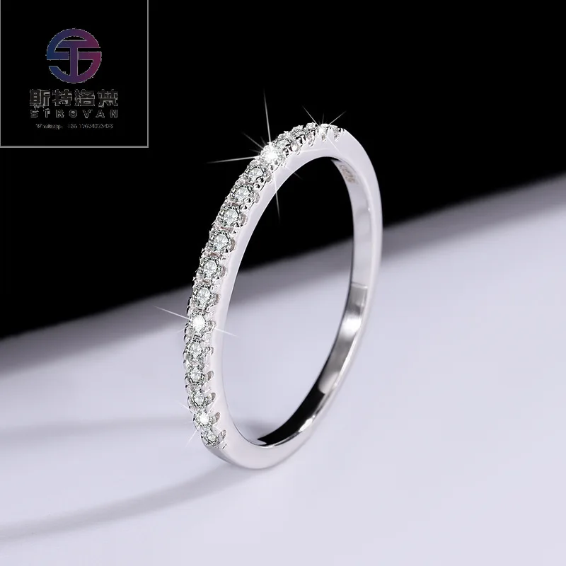 

Factory Wholesale S925 Silver Moissanite Vvs D Color Ring With GRA Certificate in a Row Stacking Ring for Women Wedding Ring