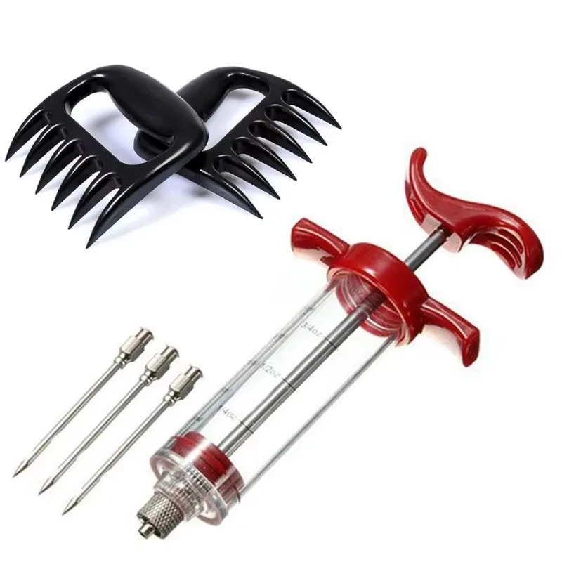 Stainless Steel Needles Injector Turkey Injector Needles 30ml Kitchen Meat Injector Meat Needle for Turkey Smoked BBQ Grill