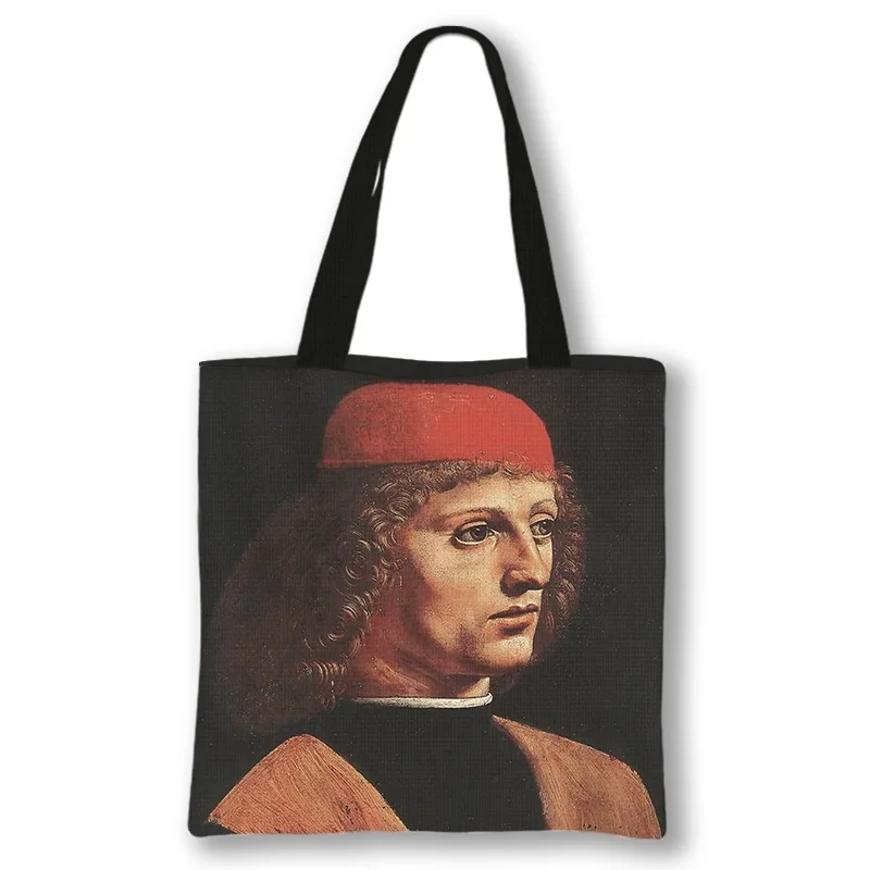 Da Vinci The Last Supper Oil Painting Print Shopping Bag Women Handbag Mona Lisa Shoulder Bag Vintage Tote Reusable Shopper Bags