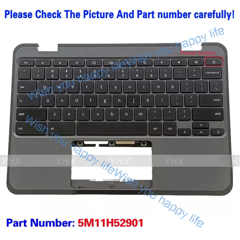 L... New For Lenovo 100e Chromebook Gen 3 Palmrest US Keyboard Top Cover 5M11H52901