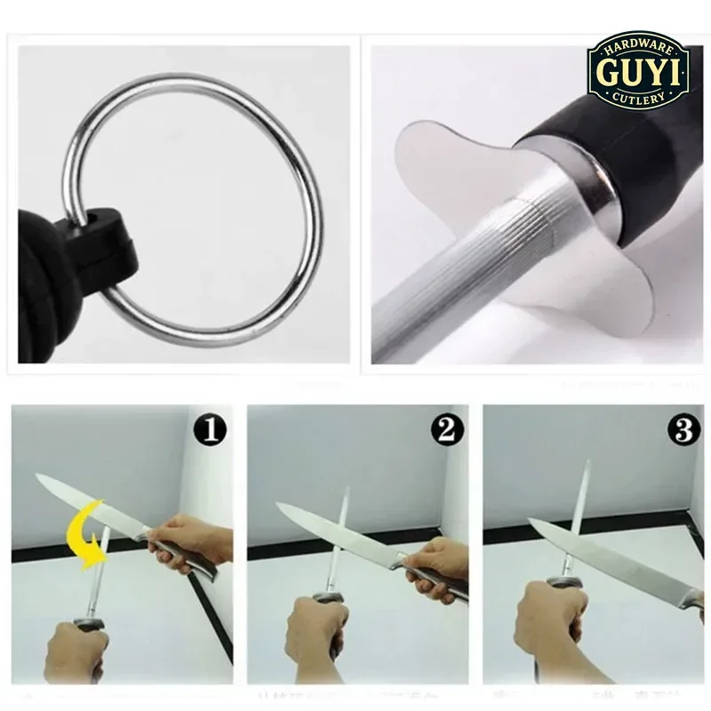 Sharpener Rod Professional Carbon Steel Knife Durable Knife Grinder with ABS Handle Sharpening Blade Rod Knife Kitchen Tool