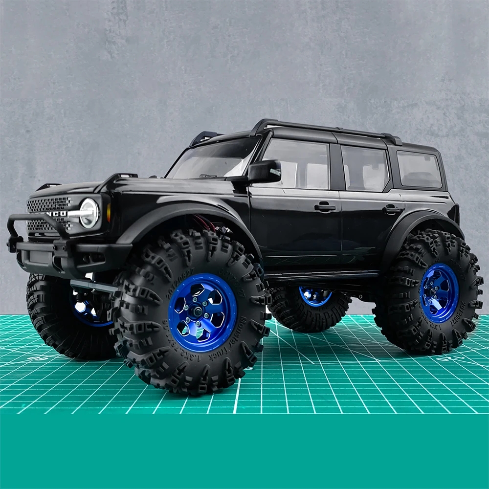 YEAHRUN 4 Stuks Rubber Wiel Banden 1.3 inch Beadlock Velgen Hubs voor 1/24 RC Auto Axiale SCX24 Crawler auto Upgrade Onderdelen