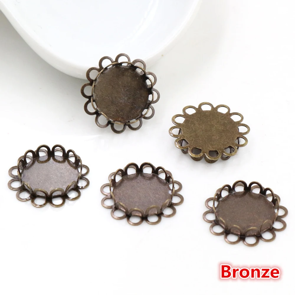 20 sztuk 12mm wewnętrzna rozmiar 4 kolory niklowany mosiądz materiał prosty styl Cabochon baza Cameo ustawienie Charms wisiorek taca — zdjęcie 7