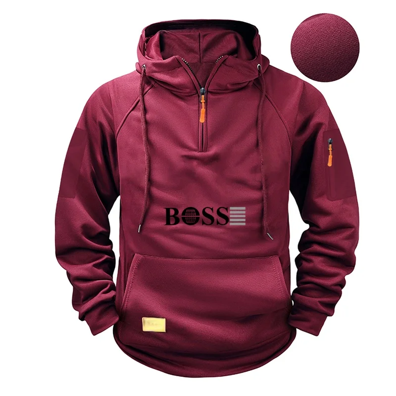 

Men's fashionable collar sports long-sleeved sweatshirt, fitness sweatshirt, casual loose sweatshirt, men's pullover