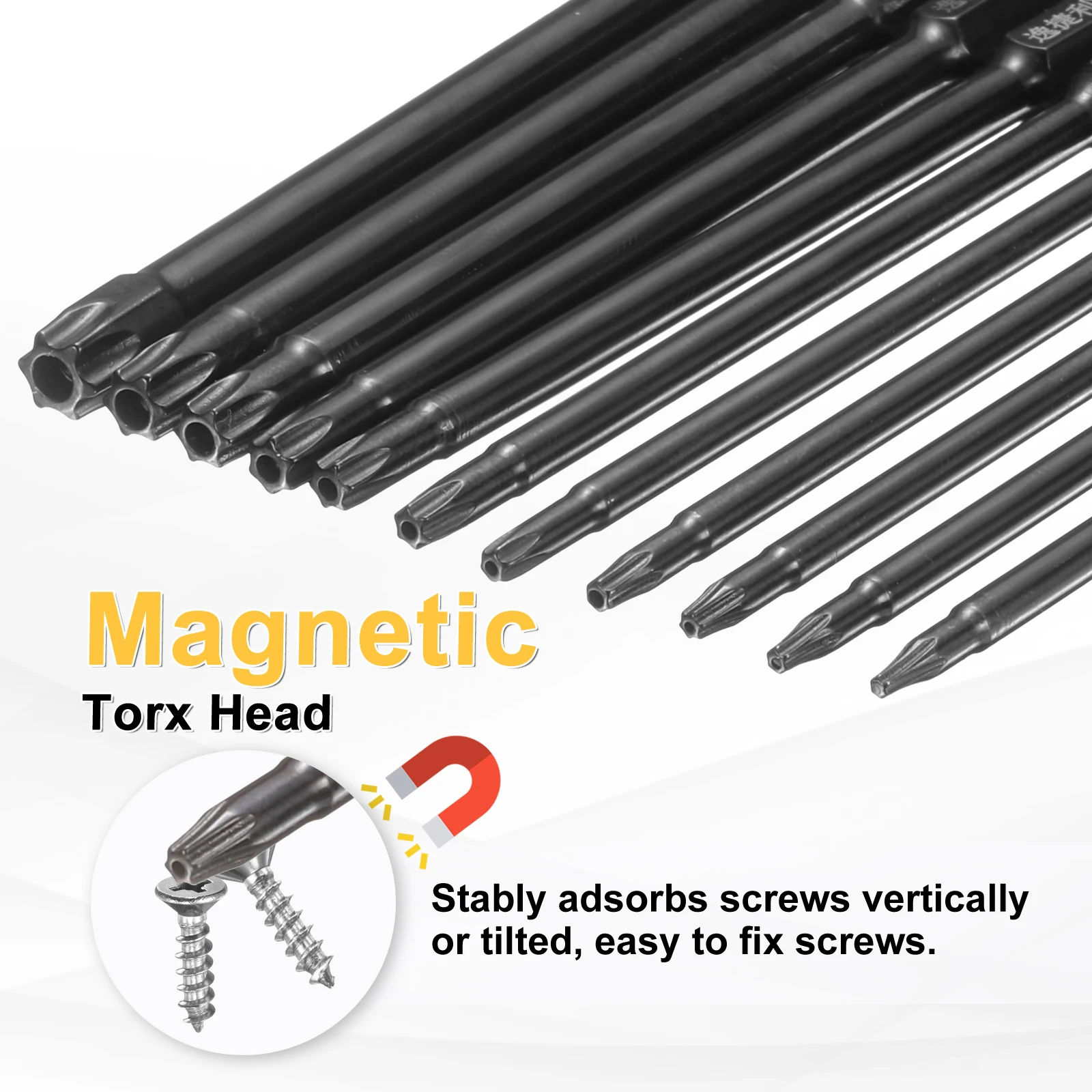 3pcs T6 T7 T8 T9 T10 T15 T20 T25 T27 T30 T40 Torx Screwdriver Bit 1/4