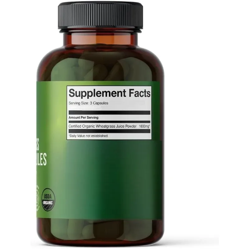 Wheat straw juice powder capsules contain vitamins, chlorophyll, enzymes, minerals - energy antioxidants for health support