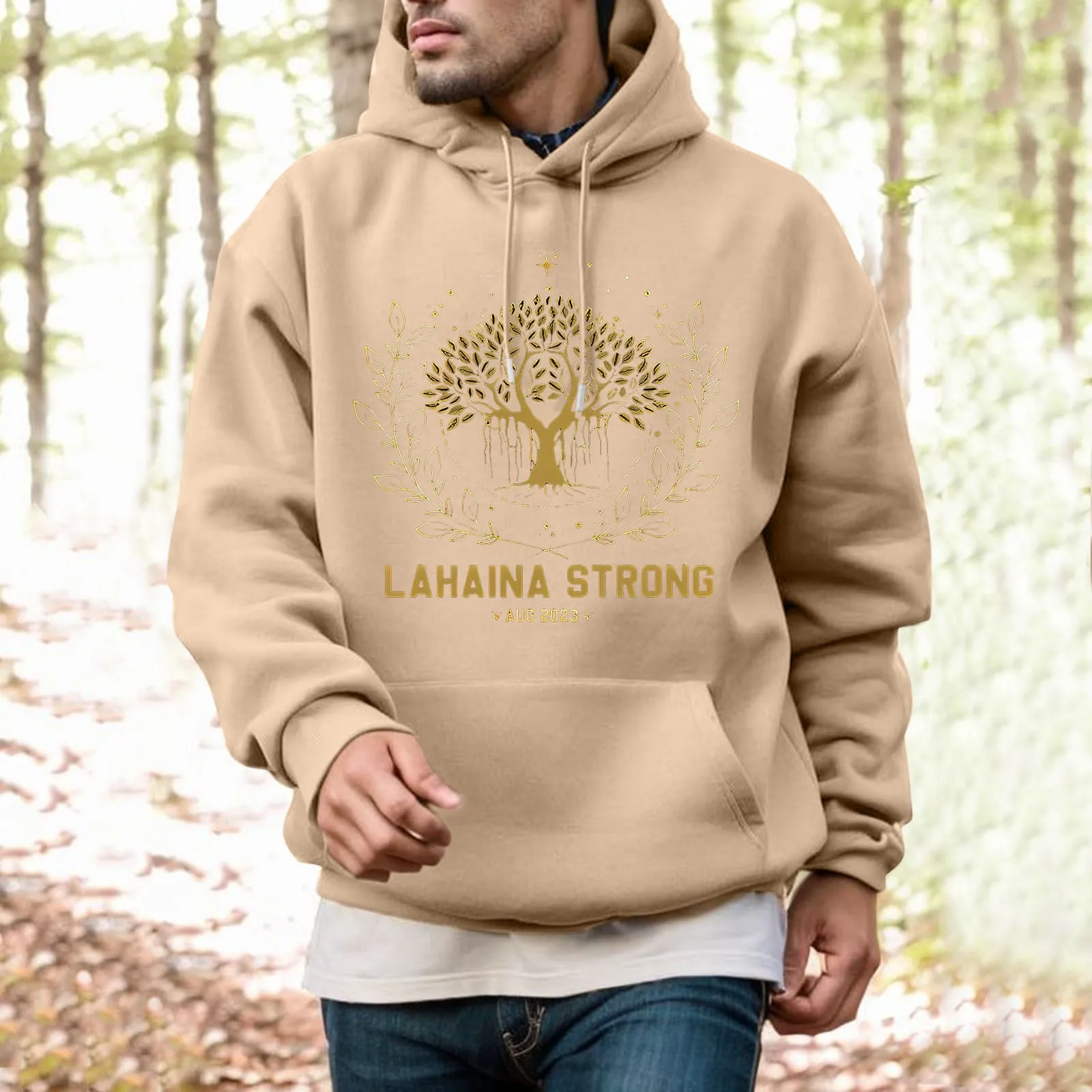 Male And Women Autumn And Winter Solid Color Printing Sweater Hooded Long Sleeve Pocket Sweater Casual Hiking Streetwear